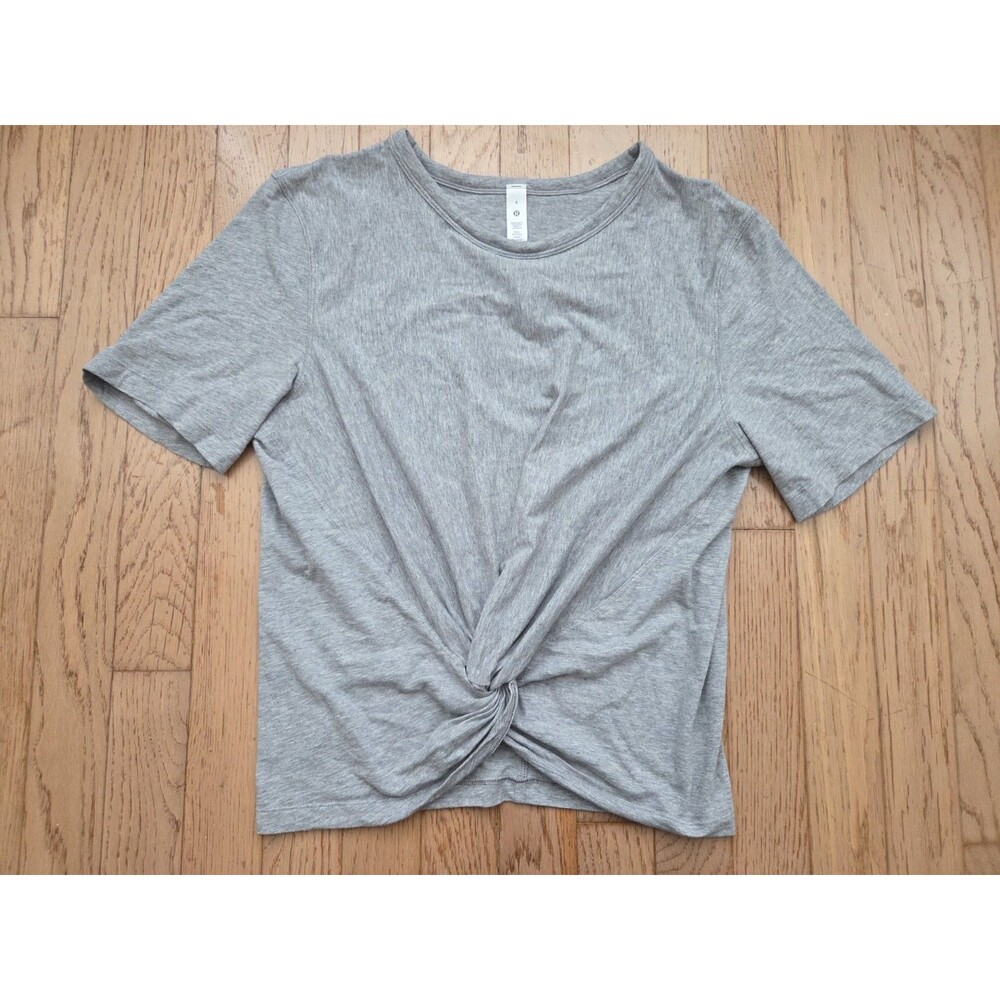Lululemon Twisted Knot Cropped Short Sleeve Tee Gray Size 4